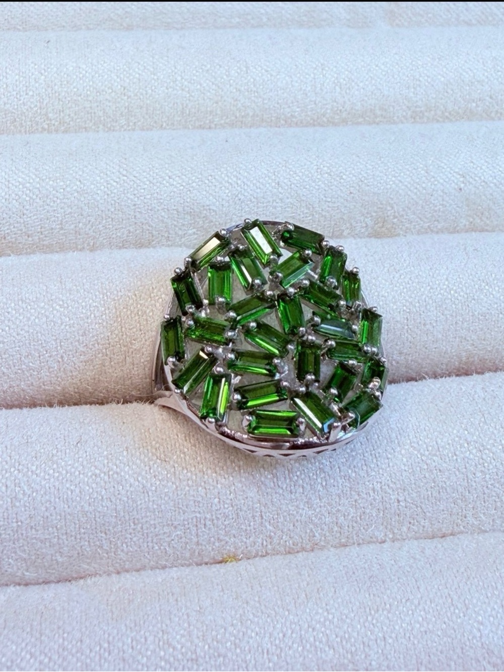 Green Crystal Cluster Cocktail Ring - Women Jewelry